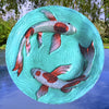 Koi Pond Glass Bird Bath w/Stand