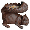 Cast Iron Squirrel Bird Feeder Antique Brown