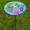 Hummingbird Glass Bird Bath w/Stake