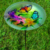 Butterflies Glass Bird Bath w/Stake