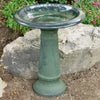 Fiber Clay Hunter Green Birdbath with Base