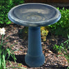 Fiber Clay Navy Blue Birdbath with Base