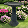 Fiber Clay Birdbath with Base Gray