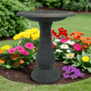 Fiber Clay Birdbath with Base Gray Matte