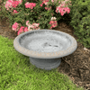 Fiber Clay Birdbath w/Small Base Gray Matte