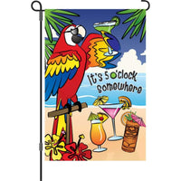 Island Parrot 5 O'clock Garden Flag