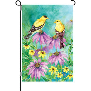 Summer Goldfinches Illuminated Garden Flag