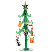Glass Tree w/Cat Wine Charms 9 inch