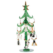 Glass Tree w/Dog Wine Charms 9 inch