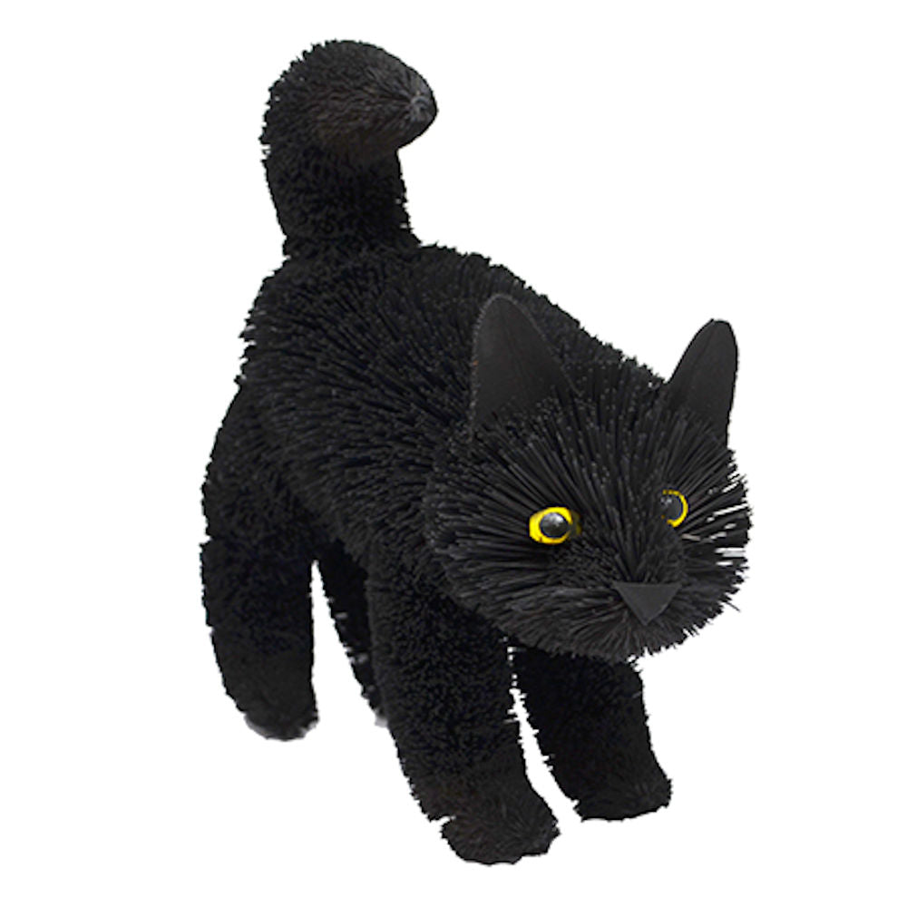 Buri Bristle Cat Black Standing 9 inch