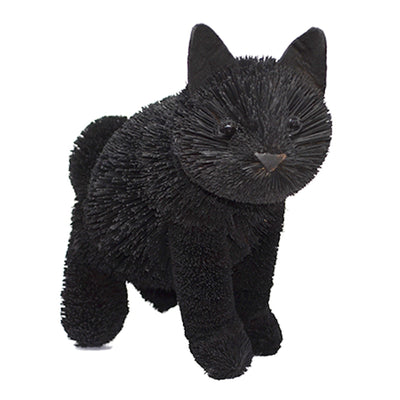 Buri Bristle Cat Black Sitting 9 inch
