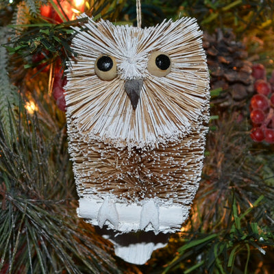 Snow Owl Bristle Brush Ornament