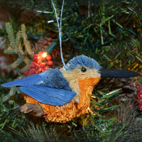 Kingfisher Bristle Brush Bird Ornament