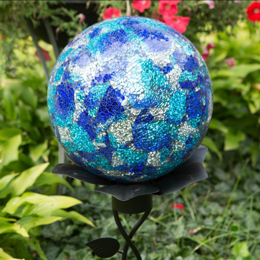 10 inch Blue/Aqua Mosaic Gazing Globe - Momma's Home Store
