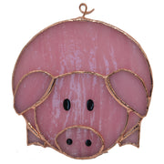 Pink Pig Stained Glass Suncatcher