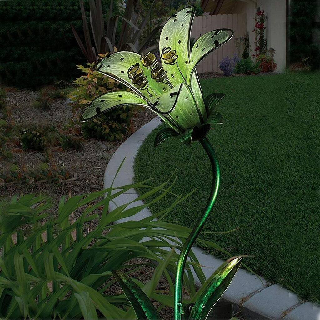 Tiger Lily Solar Garden Stake - White