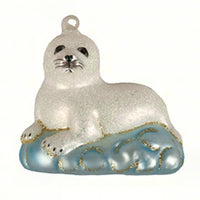 Baby Harp Seal Glass Ornament