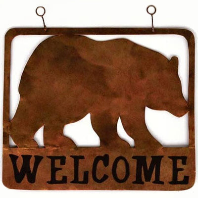 Bear Metal Hanging Welcome Sign