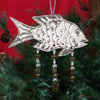 Silver Fish w/Beads Metal Ornament Set of 6