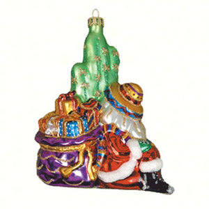 Siesta Santa Glass Christmas Ornament