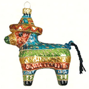 Donkey Pinata Glass Ornament