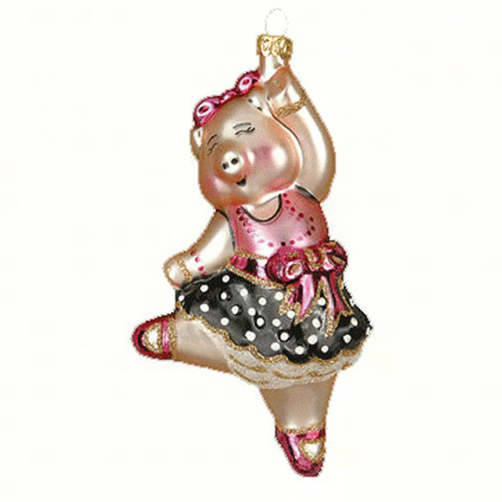 Ballerina Pig Glass Ornament