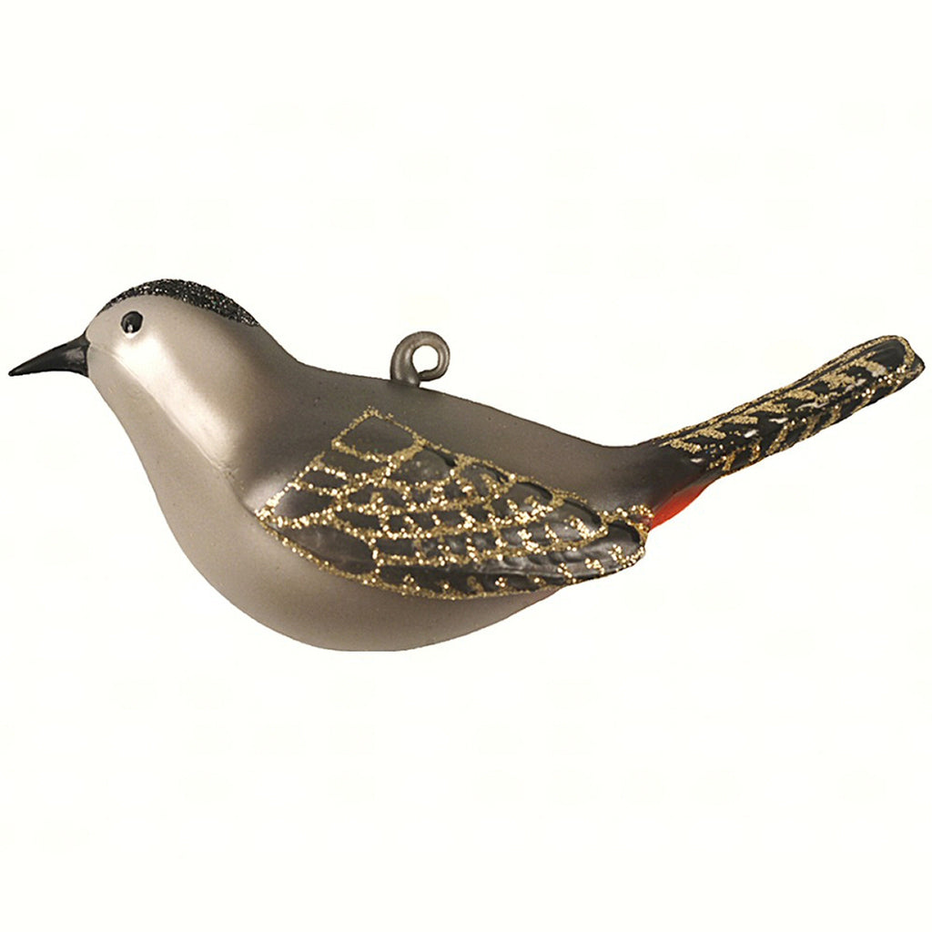 Gray Catbird Glass Bird Ornament