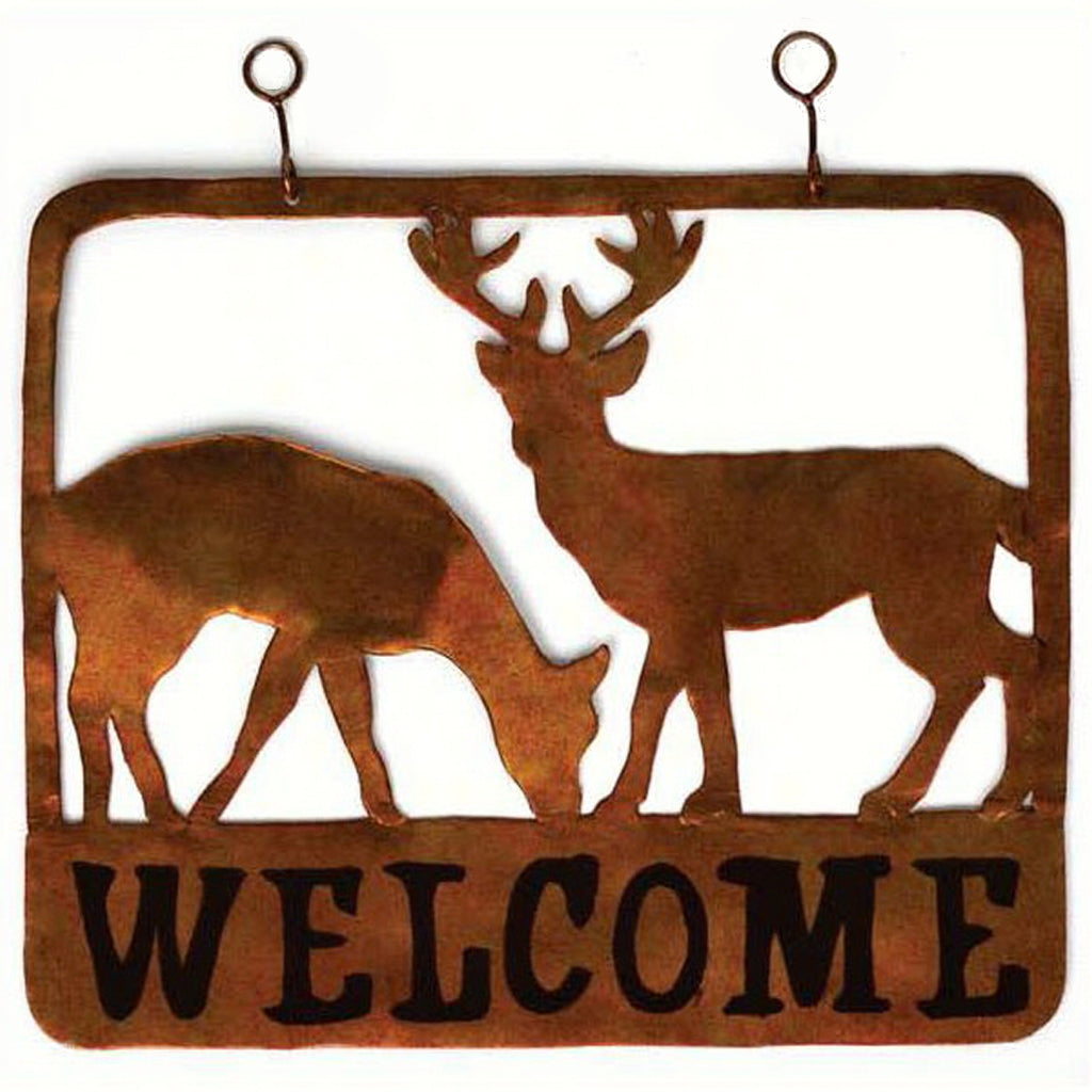 Doe & Buck Metal Hanging Welcome Sign