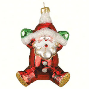PJ Santa Glass Christmas Ornament