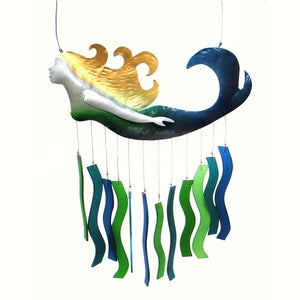 Mermaid Sandblasted Glass Wind Chime