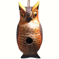 Great Horned Owl Wooden Birdhouse