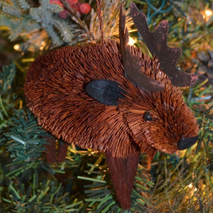 Moose Bristle Brush Ornament 6 inch