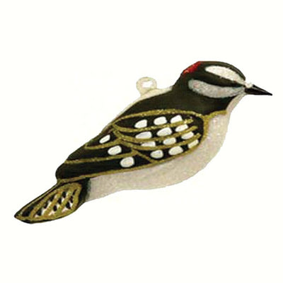 Downy Woodpecker Glass Ornament