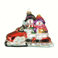 Snowmobile Buddies Glass Ornament