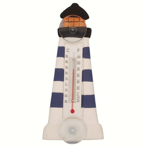 Blue Lighthouse Window Thermometer Small