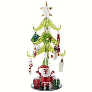 Glass Santa Tree w/Ornaments 8 inch