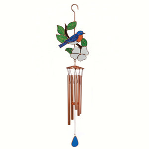 Bluebird Stained Glass Wind Chime 40 inch