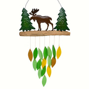 Forest Moose Glass Wind Chime