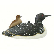 Loon With Baby Glass Bird Ornament