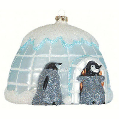 Pookie Penguins Igloo Glass Ornament