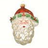 Holly Berry Santa Glass Ornament
