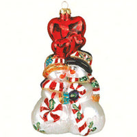 Lovey Dovey Snow Couple Glass Ornament