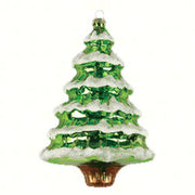 Snowy Pine Tree Glass Ornament