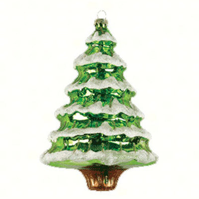 Snowy Pine Tree Glass Ornament