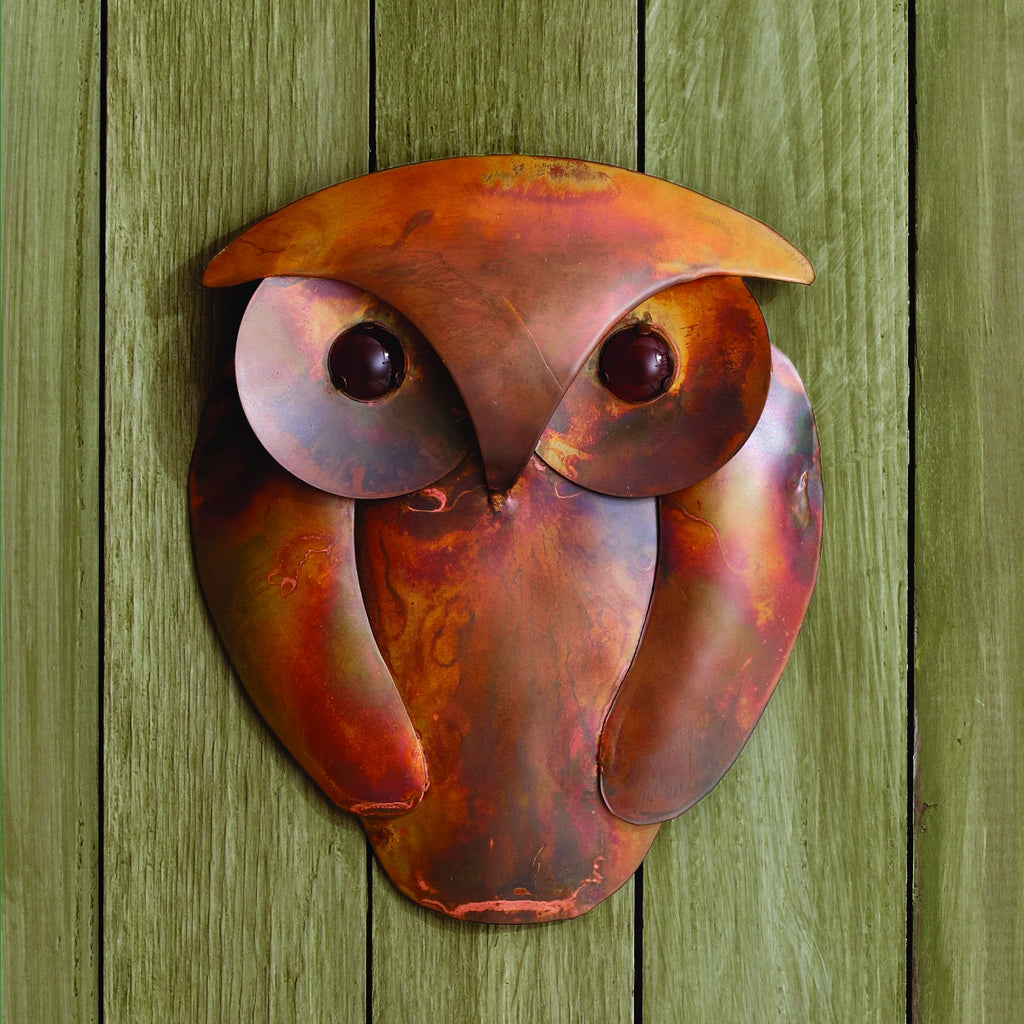 Solid Owl Flamed Metal Wall Sculpture