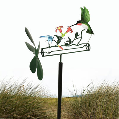 Hummingbird & Dragonfly Whirligig Garden Stake