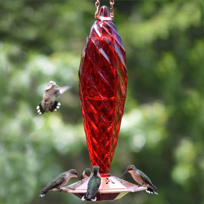 Crystal Spiral Glass Hummingbird Feeder