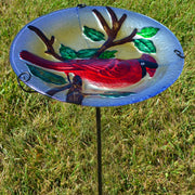 Cardinal Glass Bird Bath w/Stake