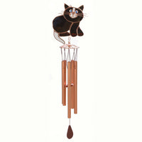 Black Cat Stained Glass Wind Chime 20"