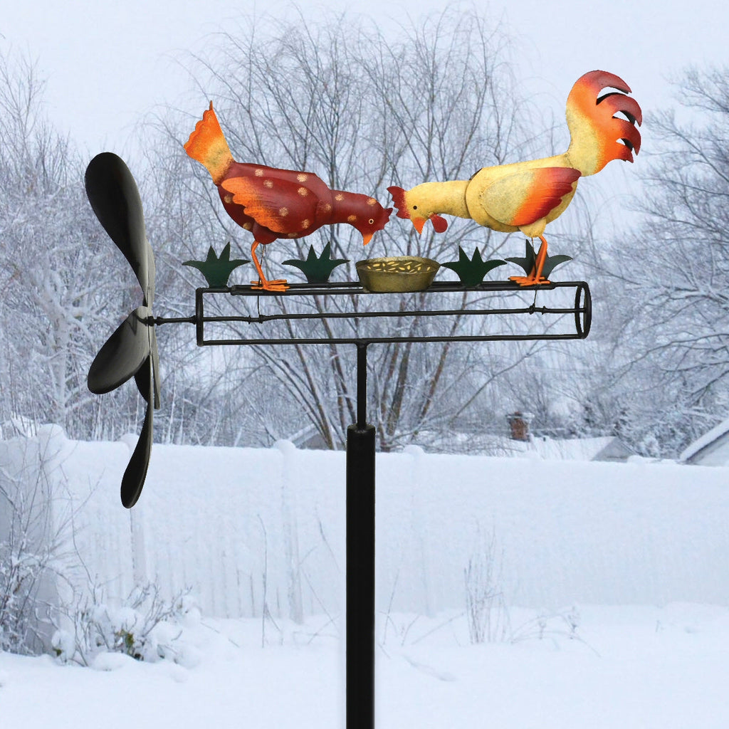 Pecking Chickens Whirligig Garden Stake